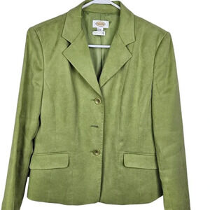 Talbots Lime Green 3 Button Blazer Jacket Polyester Microfiber Lined Size‎ 8